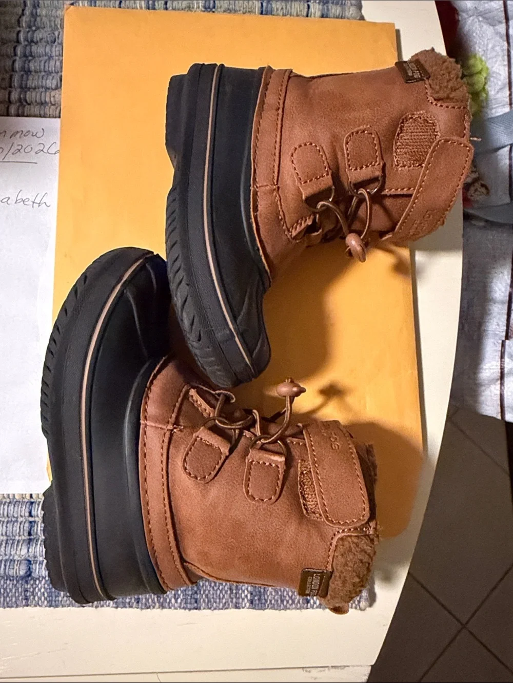 London Fog Kids Brown and Black Insulated Waterproof Snow Boots
